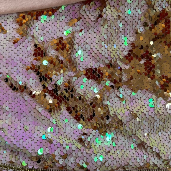 Pink sequins SWEATSUIT Sherpa hood size 8 perfect condition - Picture 2 of 7